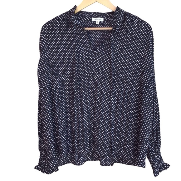 Max Studio Boho Tie Neck Long Sleeve Peasant Blouse Size Small NEW - Picture 1 of 6